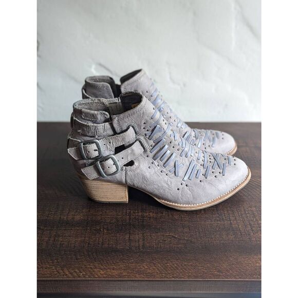 CAT Caterpillar Women's Cheyenne Gray Leather Heeled Boots - Size 9 - Picture 1 of 8